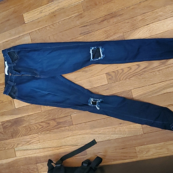 Junior's Vibrant brand mesh detail jeans - Picture 1 of 7